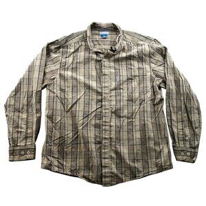 Columbia Sportswear Mens Shirt Large Long Sleeve Beige Plaid Button Down Casual